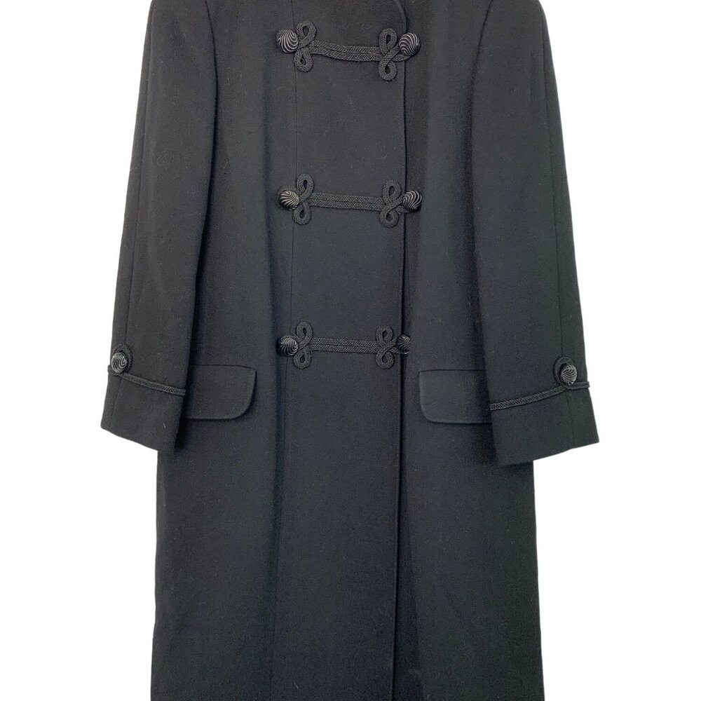 Black Wool Ilie Wacs Coat Sz 10 mandarin collar
